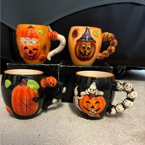 Halloween Pumpkin Themed Mugs Set